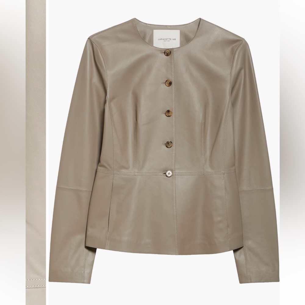 Lafayette 148 New York lamb skin Taupe Blazer NWT size 4